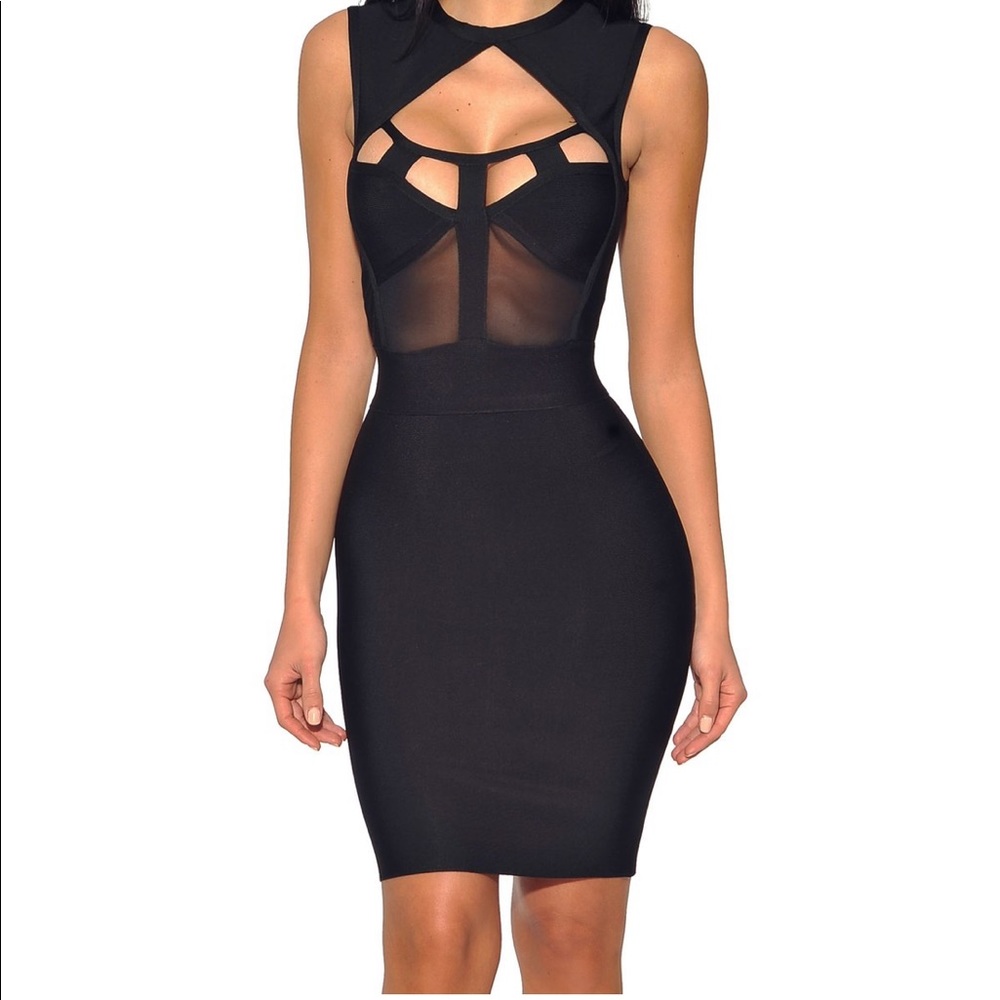 NEW Winsley Mesh Cut Out Bustier Bandage Dress